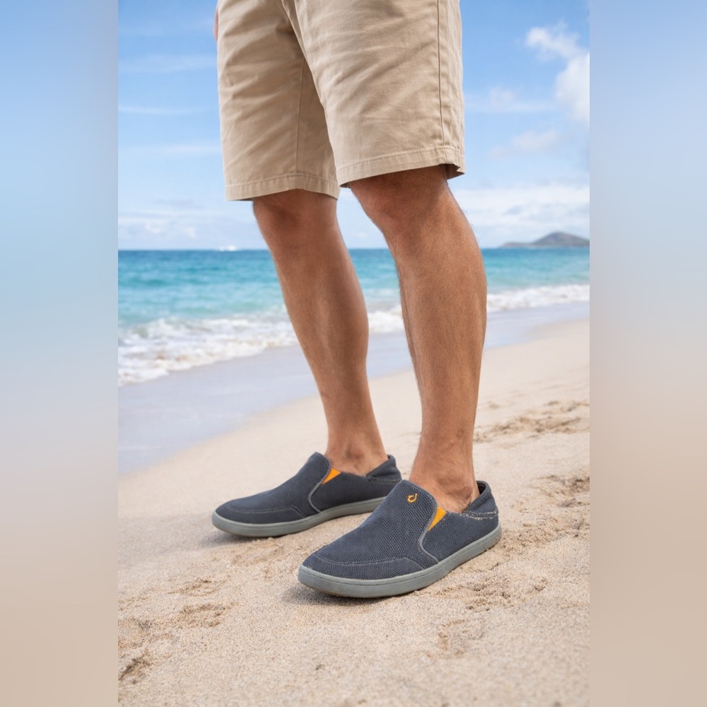 Olukai Nohea Mesh Slip-On Shoes Men’s 8.5 Gray Comfort Casual Loafer